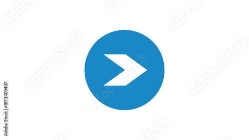 Blue arrow icon in circular button with white arrowhead in modern flat design for navigation