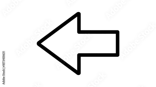 Black Arrow Icon in Simple Design with Bold Lines on White Background for Directional Signage