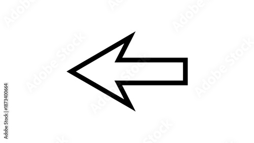 Black Arrow Icon in Simple Design with Bold Lines on White Background for Directional Sign