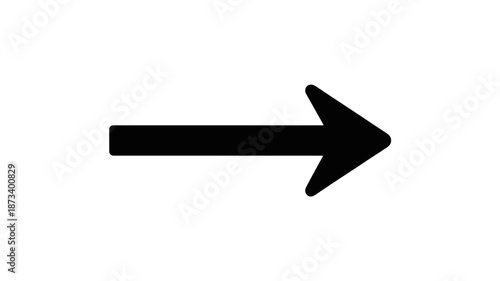 Black Arrow Icon in Simple Design with Bold Shape and White Background for Directional Sign