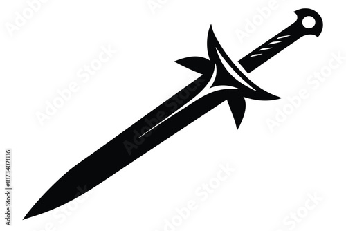 Fantasy Broadsword Silhouette Graphic - Black and White Medieval Weapon Vector Design
