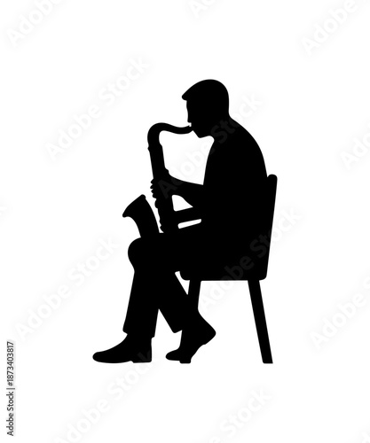 Musician playing saxophone silhouette icon