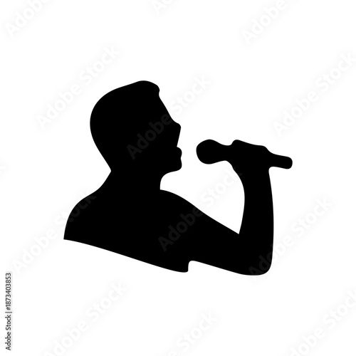 Male singer silhouette performing on stage, holding a microphone