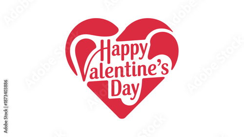 A red heart with Happy Valentine's Day text on a white background