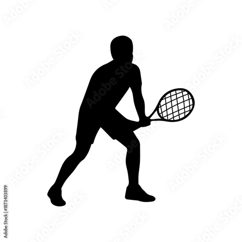 Professional tennis player silhouette holding racket