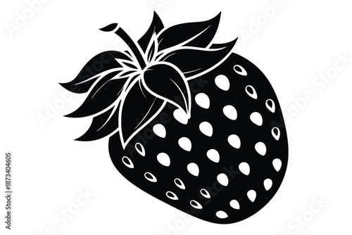 Artistic Strawberry Silhouette, Black and White Vector Design for Healthy Lifestyle Content