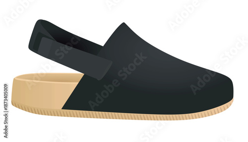 Black clogs shoes. vector illustration	