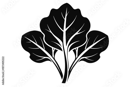 Healthy Spinach Silhouette Graphic, Black and White Vector Illustration for Eco-Friendly Projects