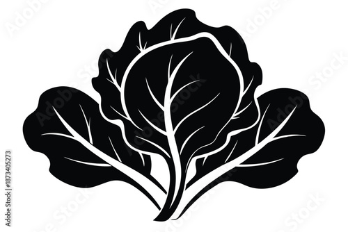 Fresh Garden Spinach Silhouette, Monochrome Graphic Icon for Sustainable Farming Labels
