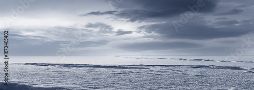 An empty snowy landscape, a...