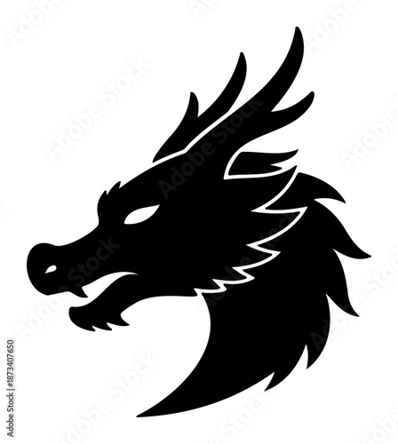 Chinese New Year Dragon head silhouette mythological creature icon