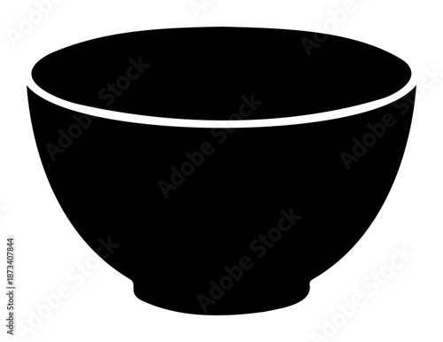 Chinese New Year Simple black silhouette of empty traditional bowl shape