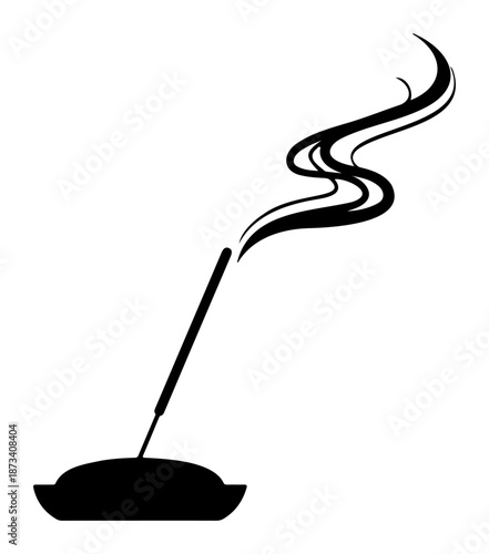 Chinese New Year Incense stick burning smoke silhouette transparent