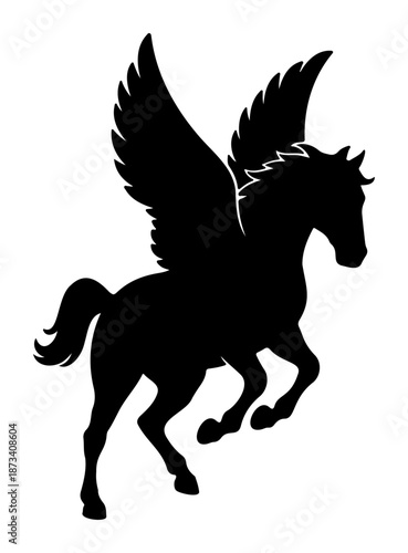 Chinese New Year Rearing pegasus silhouette mythic winged horse