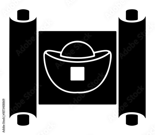 Chinese New Year Chinese ingot silhouette on transparent background