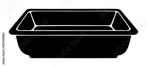 Chinese New Year Black silhouette icon of rectangular plastic basin