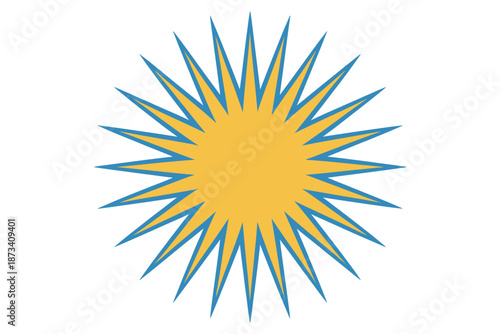 A vibrant blue and yellow starburst logo on a white background