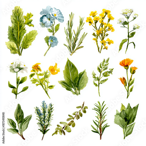 Collection of various green leafy plants.