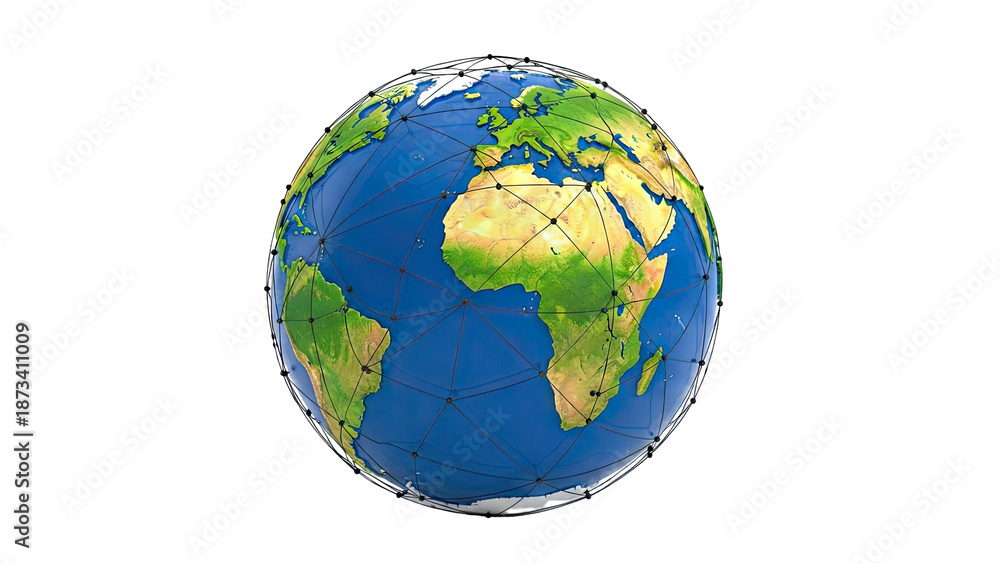 Fototapeta premium Globe with Digital Network Overlay