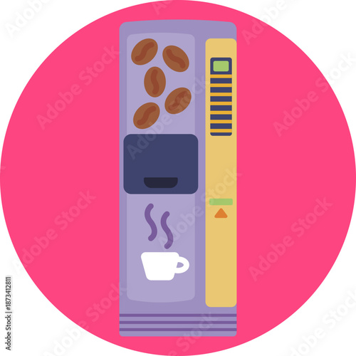 A simple icon representing a coffee vending machine, used to indicate automated hot beverage service locations.