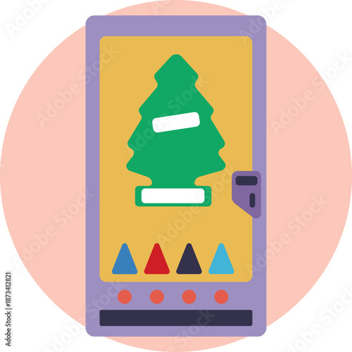 An icon representing a car air freshener available in a vending machine, symbolizing quick access to products that improve vehicle freshness and comfort.