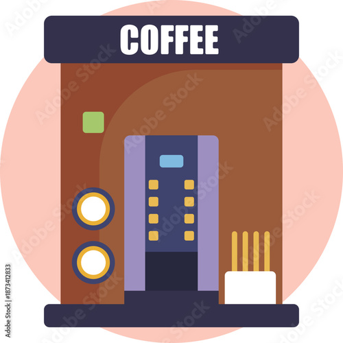 Represents a hot coffee option available for purchase from a vending machine.