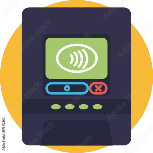 Symbolizes an ATM integrated with a vending or self-service machine for quick cash transactions.