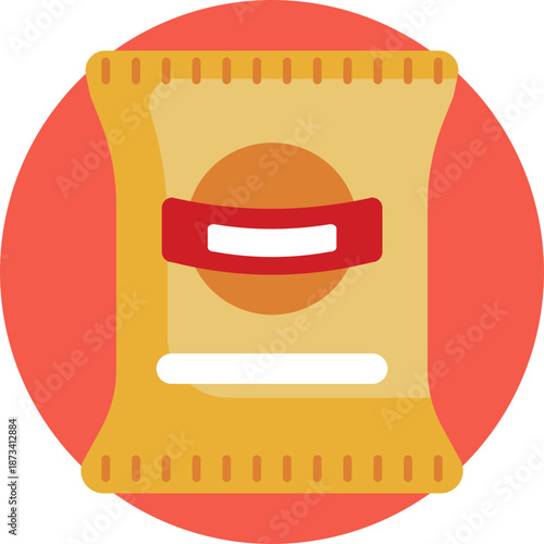 A simple depiction of packaged food, indicating a selection of snacks in vending machines.