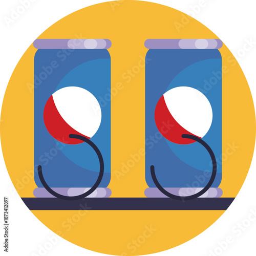 A simple can design with a pull-tab, symbolizing soft drinks in automated dispensers.