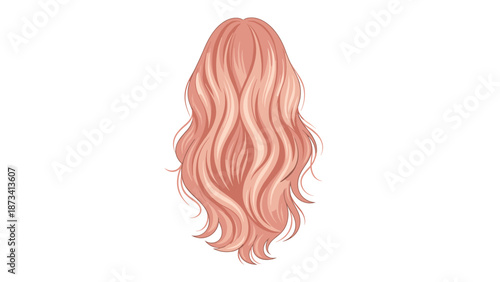 Beautiful digital illustration of long, flowing, wavy blonde hair depicted from a rear perspective, isolated against a pristine white background.