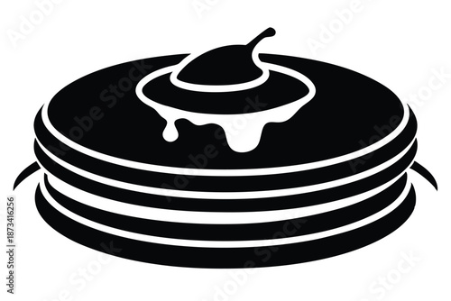 Pancake icon silhouette, clean black and white vector for apps