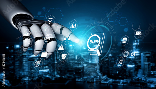 Foto Artificial intelligence enhances risk management and business protection to ensu