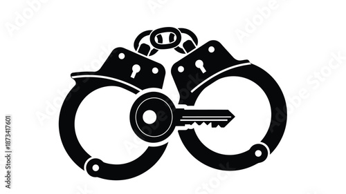 Handcuffs and a key symbolizing restricted access security or potential freedom