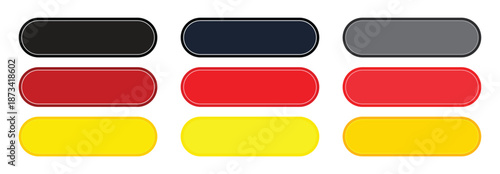 Modern colorful buttons in black, red, gray, and yellow on white