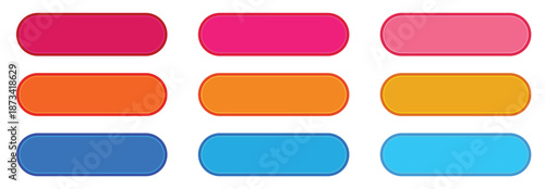 Vibrant colored rounded rectangles in pink, orange, blue on white background