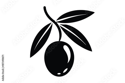 Wallpaper Mural Single olive branch silhouette, simple black and white vector icon Torontodigital.ca