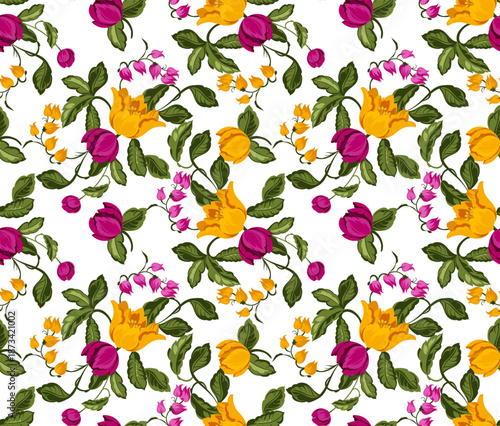Seamless flowers pattern. Hand draw abstract floral pattern.
