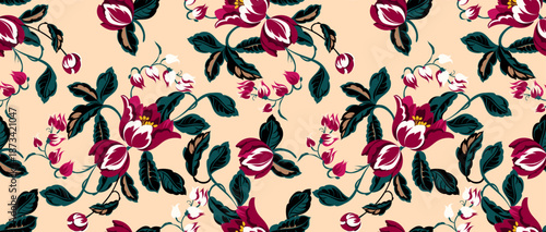 Seamless flowers pattern. Hand draw abstract floral pattern.