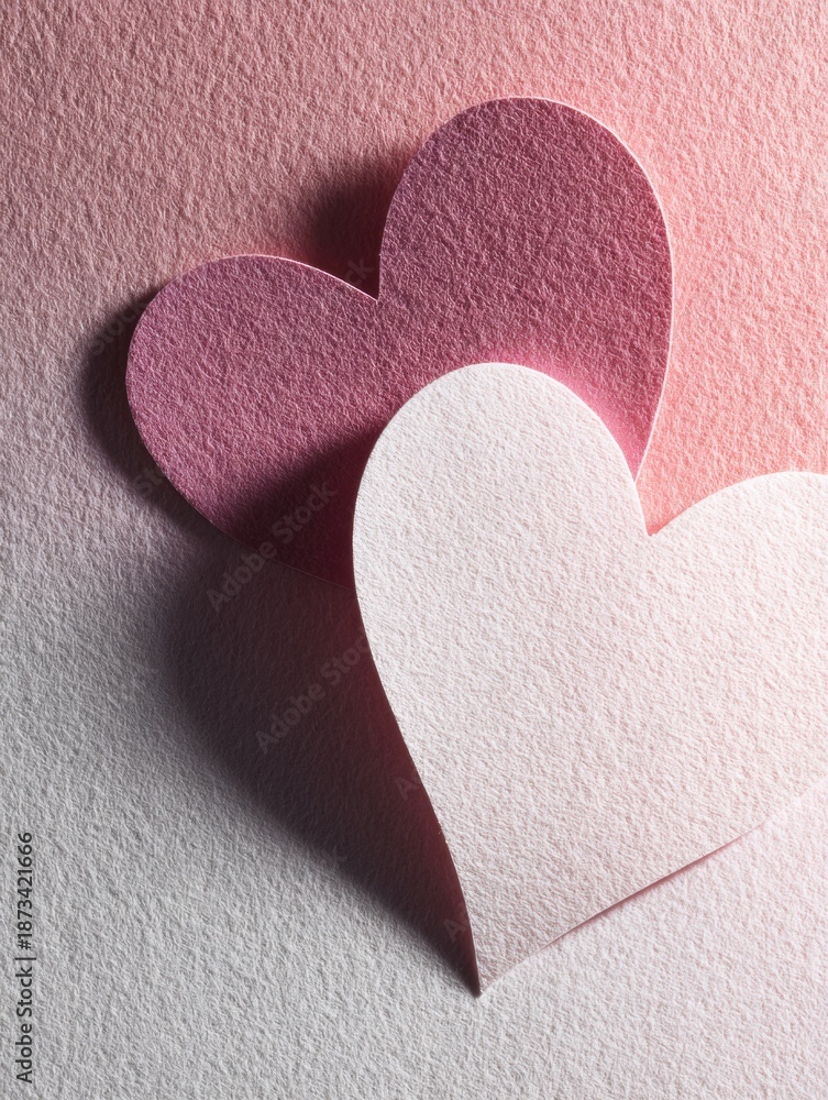 Obraz premium Valentines Day Background With Heart Shapes and Soft Fabric Texture for Warm and Affectionate Messaging in Pastel Colors