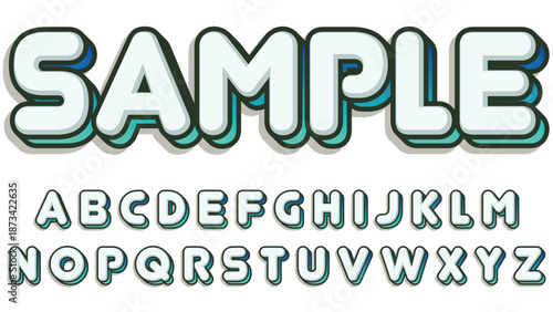 Cyan Bubble Cartoon Text Effect