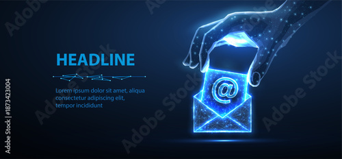 Digital hand put letter in to the envelop. AI mailing, email icon, inbox logo, envelope symbol, e-mail mailbox, send notice, message receive, correspondence e, email address, AI newsletter concept

