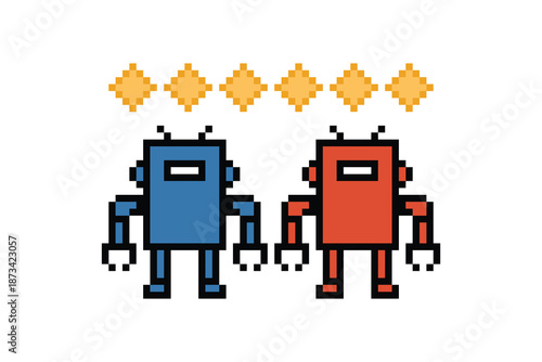 Cartoon robot robotic or ai humanoid concept business enginner automation with bot,toy,artificial intelligence,pixel,8 bit,background.