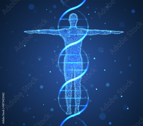 Human DNA. Medical technology, gene evolution, cellular health, nervous system, DNA research, molecular biotechnology, genetic research, biological cloning, scientific biochemistry concept

