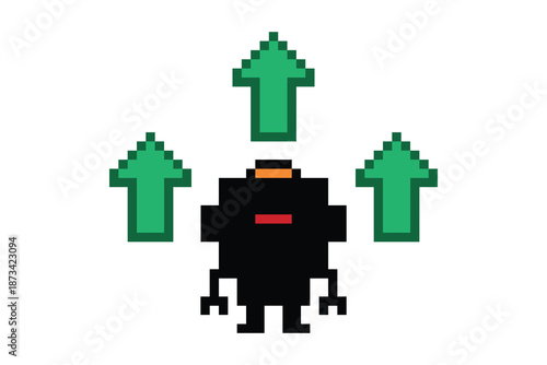 Cartoon robot robotic or ai humanoid concept business enginner automation with bot,toy,artificial intelligence,pixel,8 bit,background.