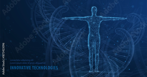 Human DNA. Medical technology, gene evolution, cellular health, nervous system, DNA research, molecular biotechnology, genetic research, biological cloning, scientific biochemistry concept

