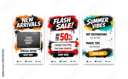 Bold social media banner set with customizable text for marketing promotions