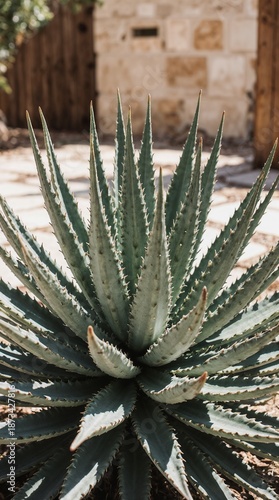 Agave plant close-up in sunlight on a sunny day