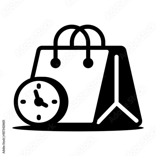 A linear icon denoting a shopping time