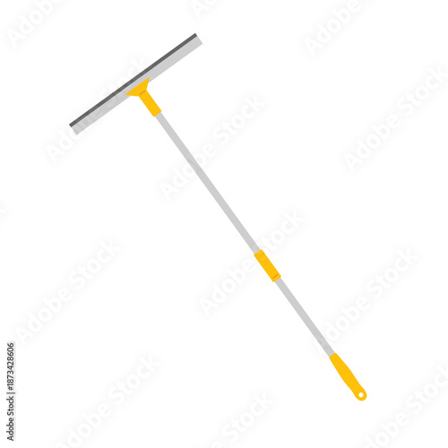 Long-handled glass cleaner scraper. Cleaning tool for healthy family. Flat vector illustration isolated on white background.