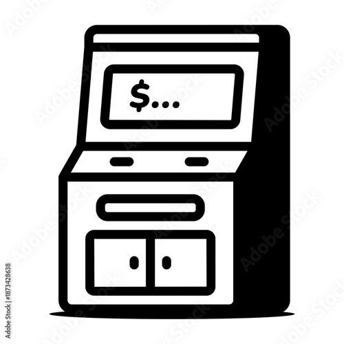 A linear style icon showing an atm